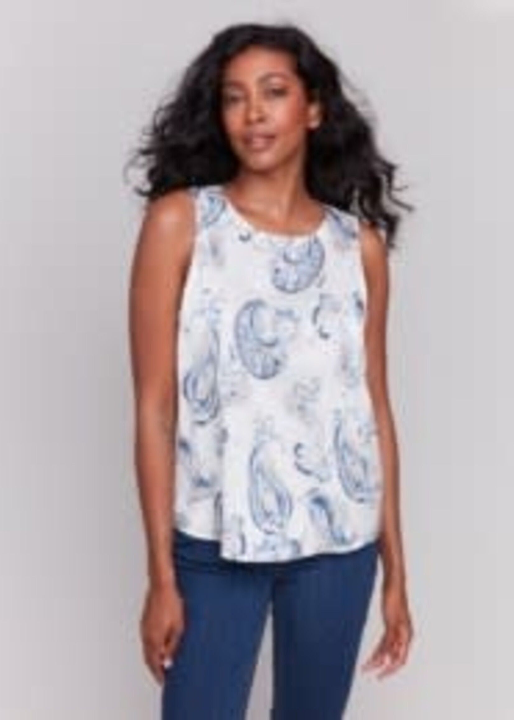Charlie B Printed Satin Sleeveless Top
