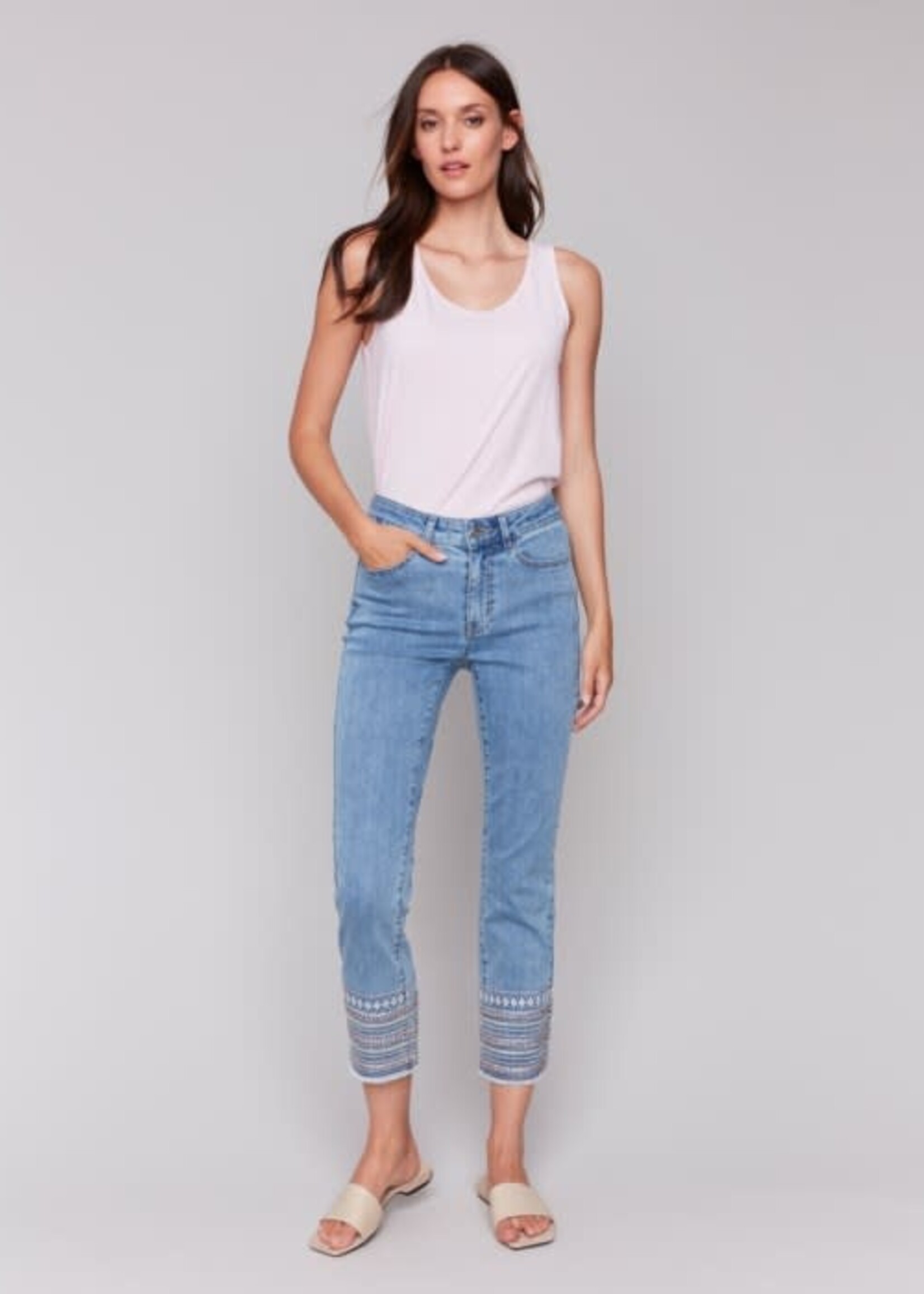 Charlie B Embroidered Hem Jeans