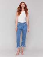 Charlie B Cropped Jeans with Fringed Hem
