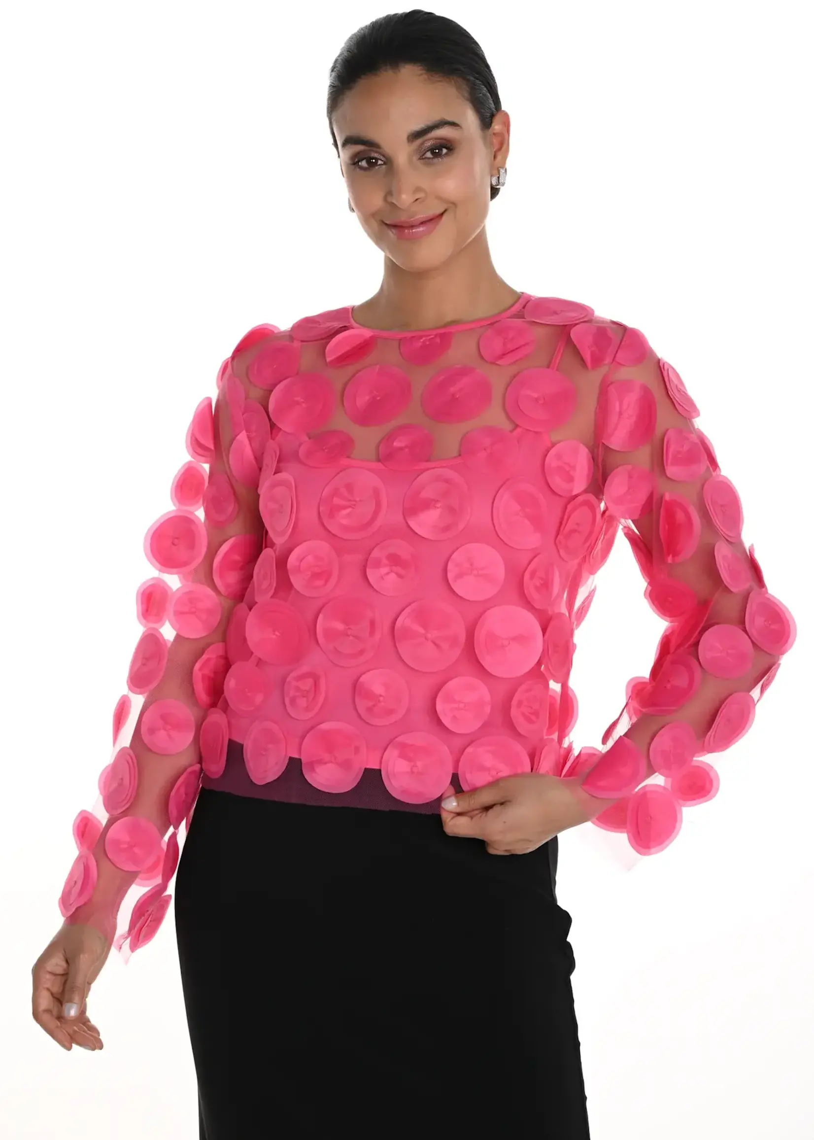 Frank Lyman 3D Circular Mesh Top w/ tank