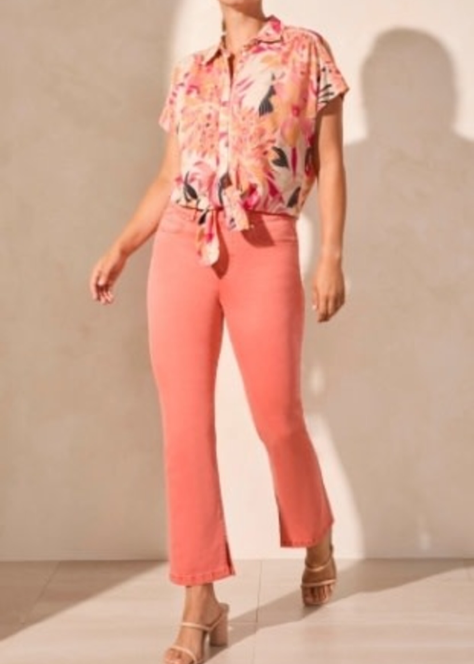 Tribal Printed Tie- Front Blouse