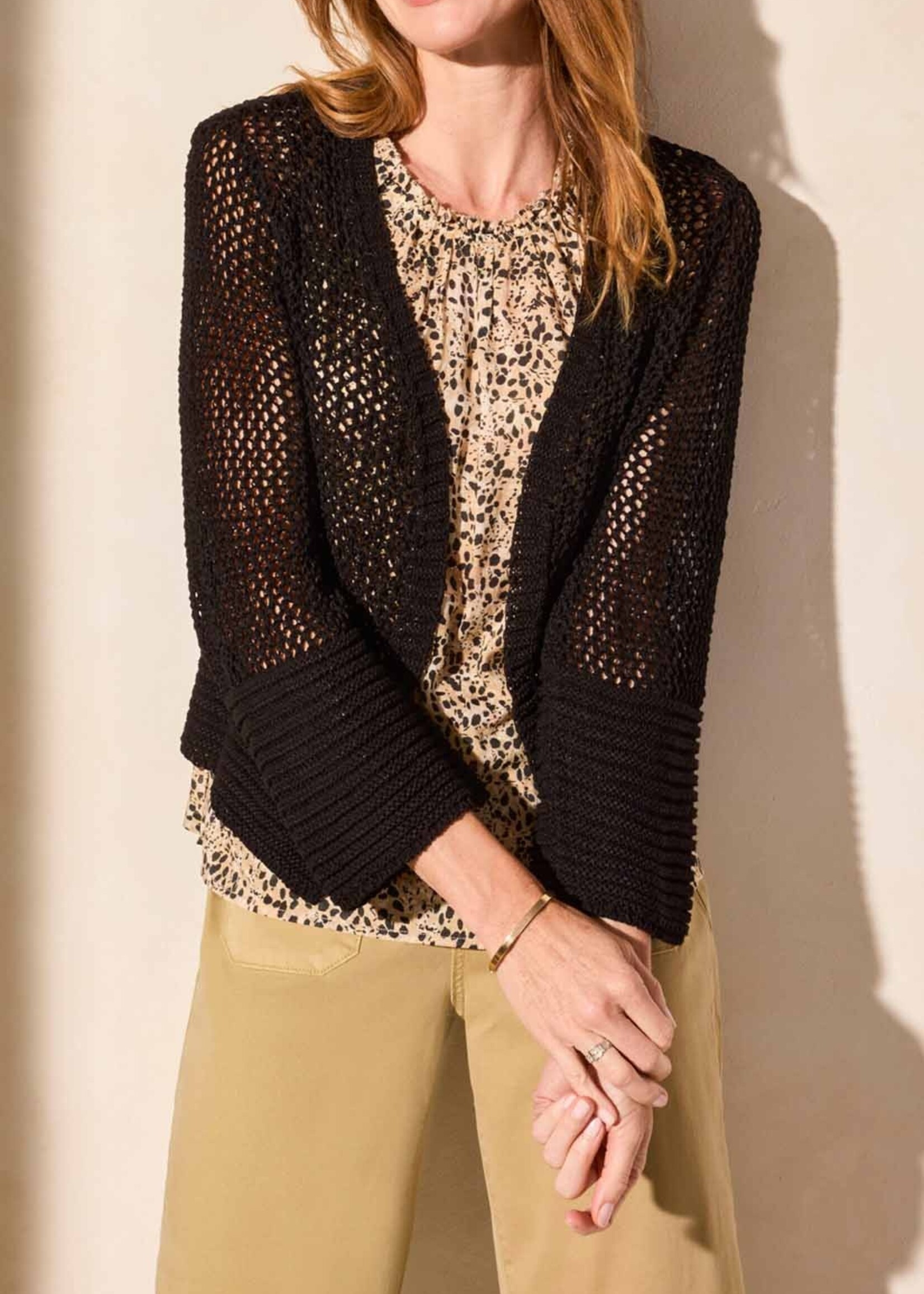 Tribal Stitch Bell Sleeve Cardi