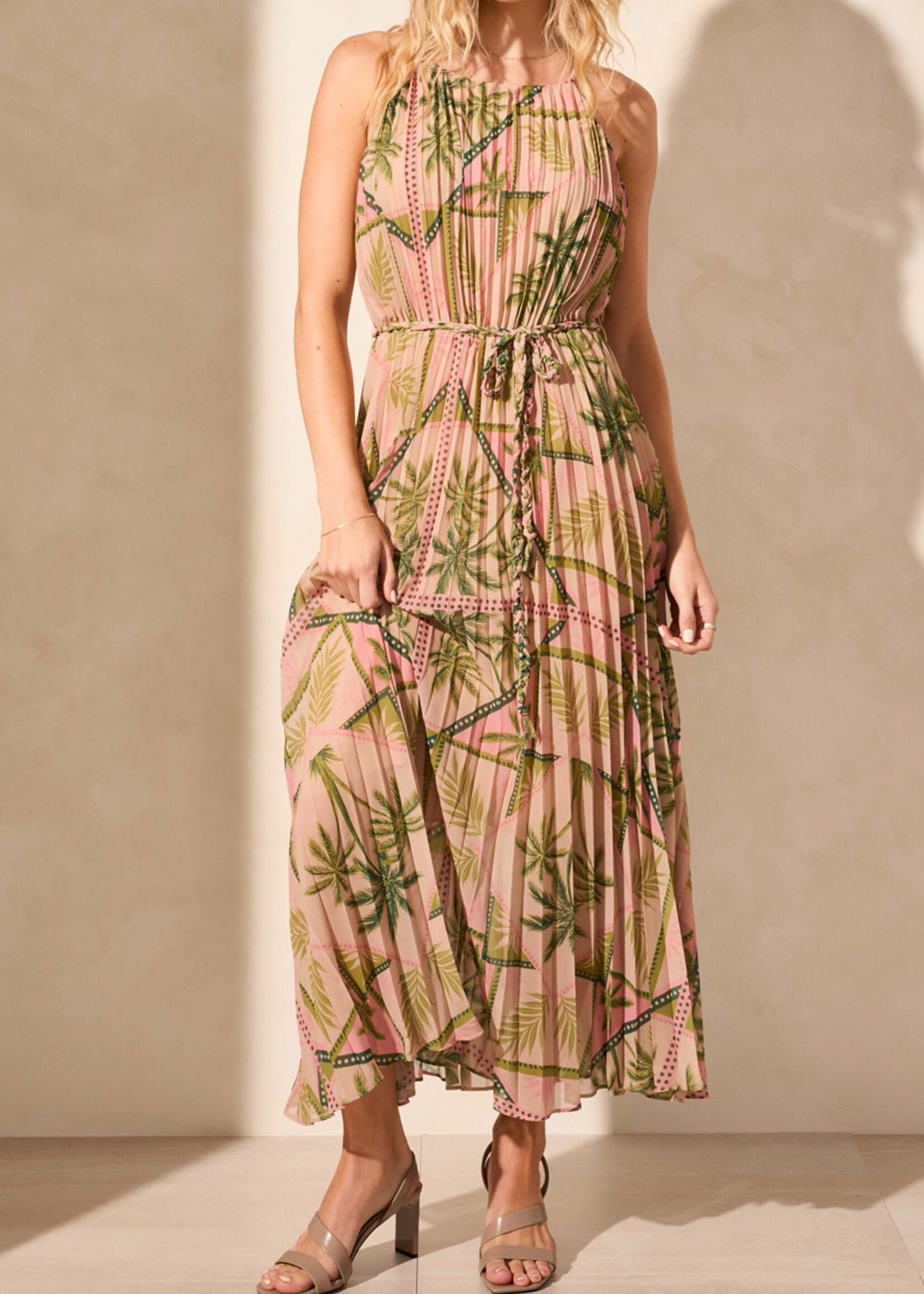 Tribal Pleated print maxi dress