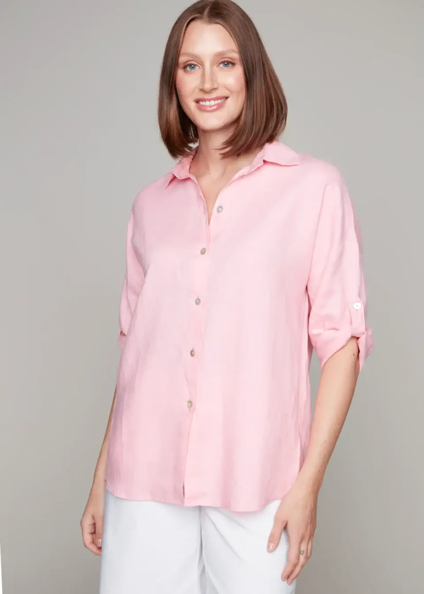 Carre Noir Linen 3/4 Sleeve Blouse