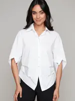 Carre Noir Button Front Pleated Blouse