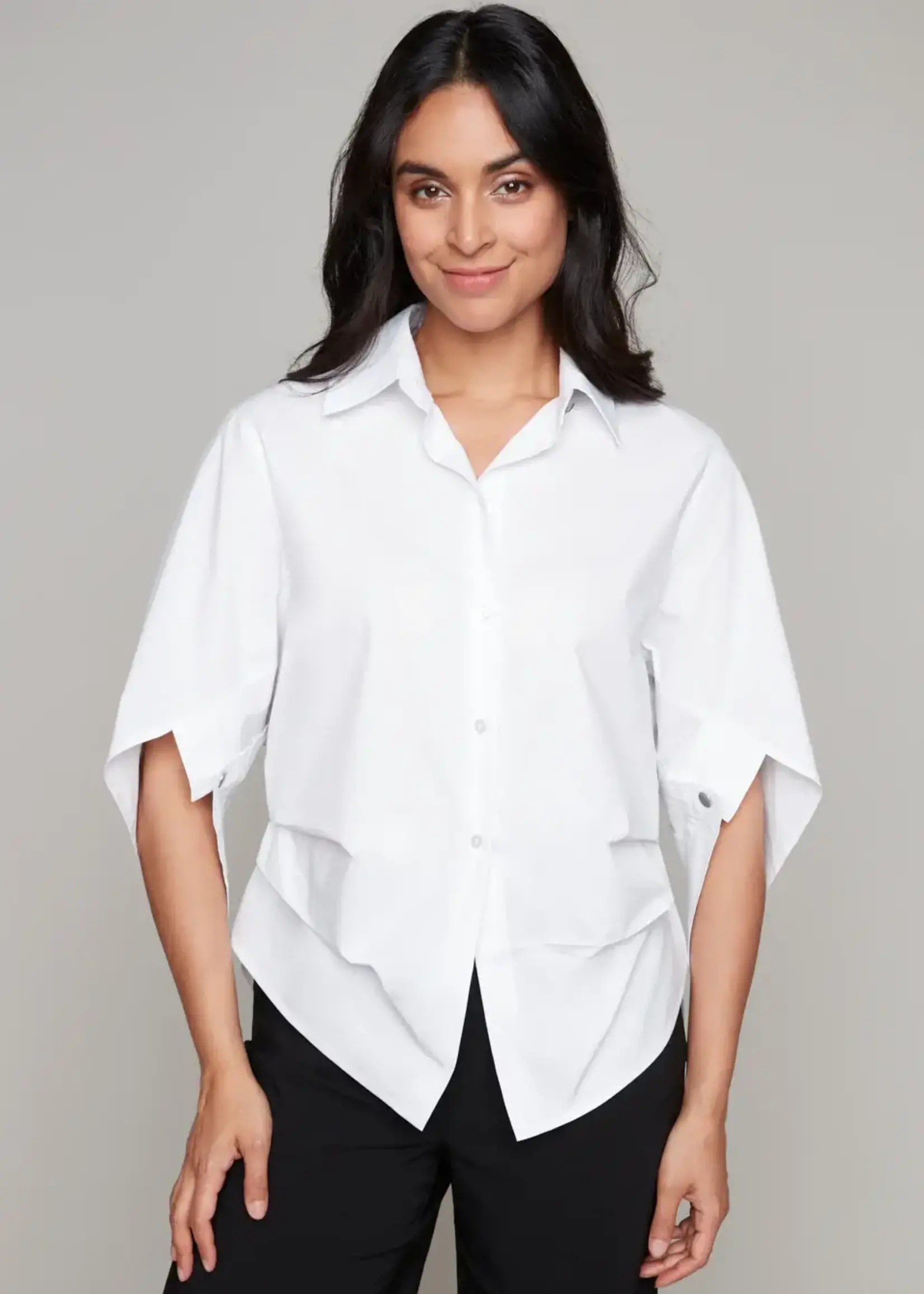 Carre Noir Button Front Pleated Blouse