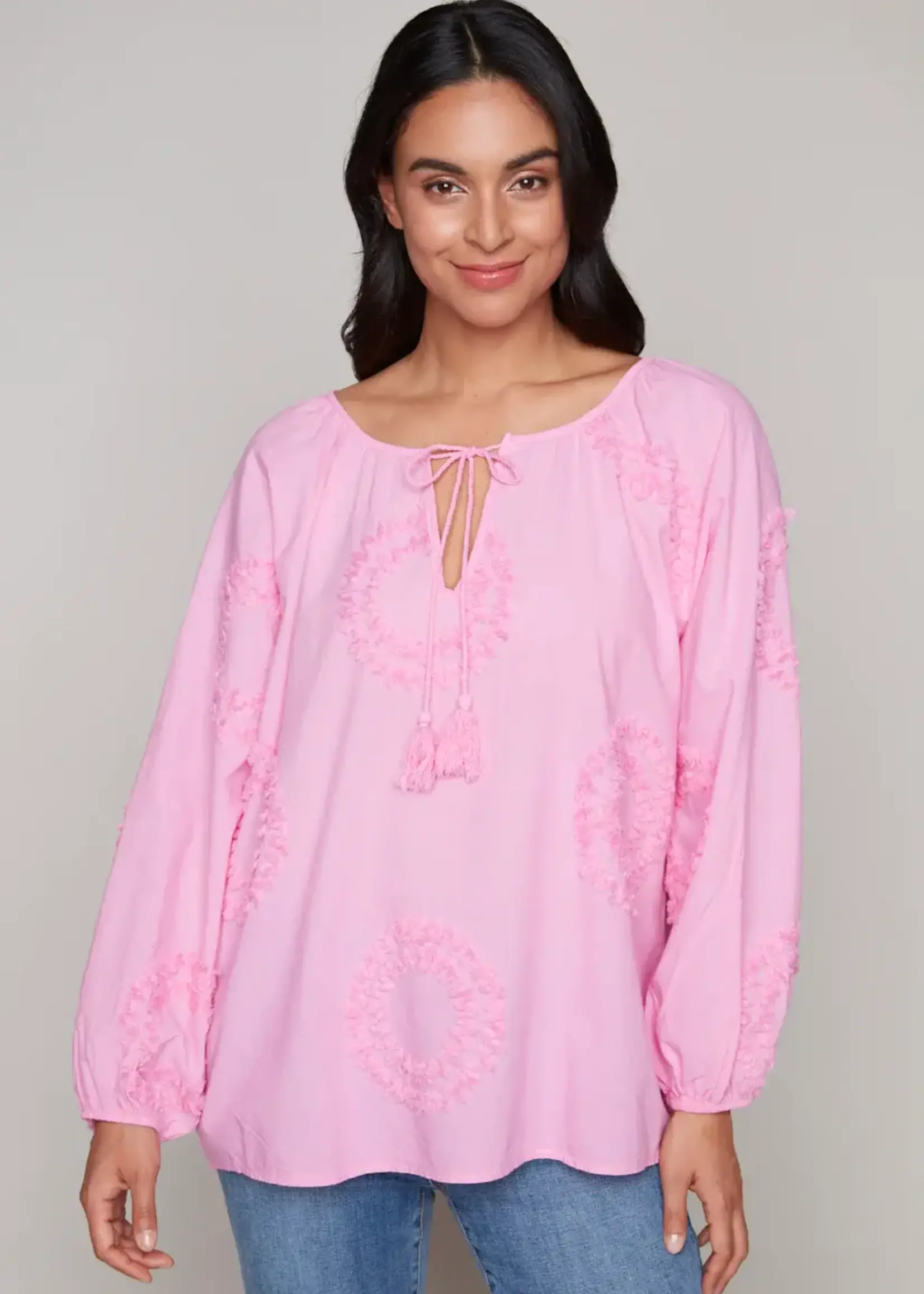 Carre Noir Tassel Tie Front Blouse