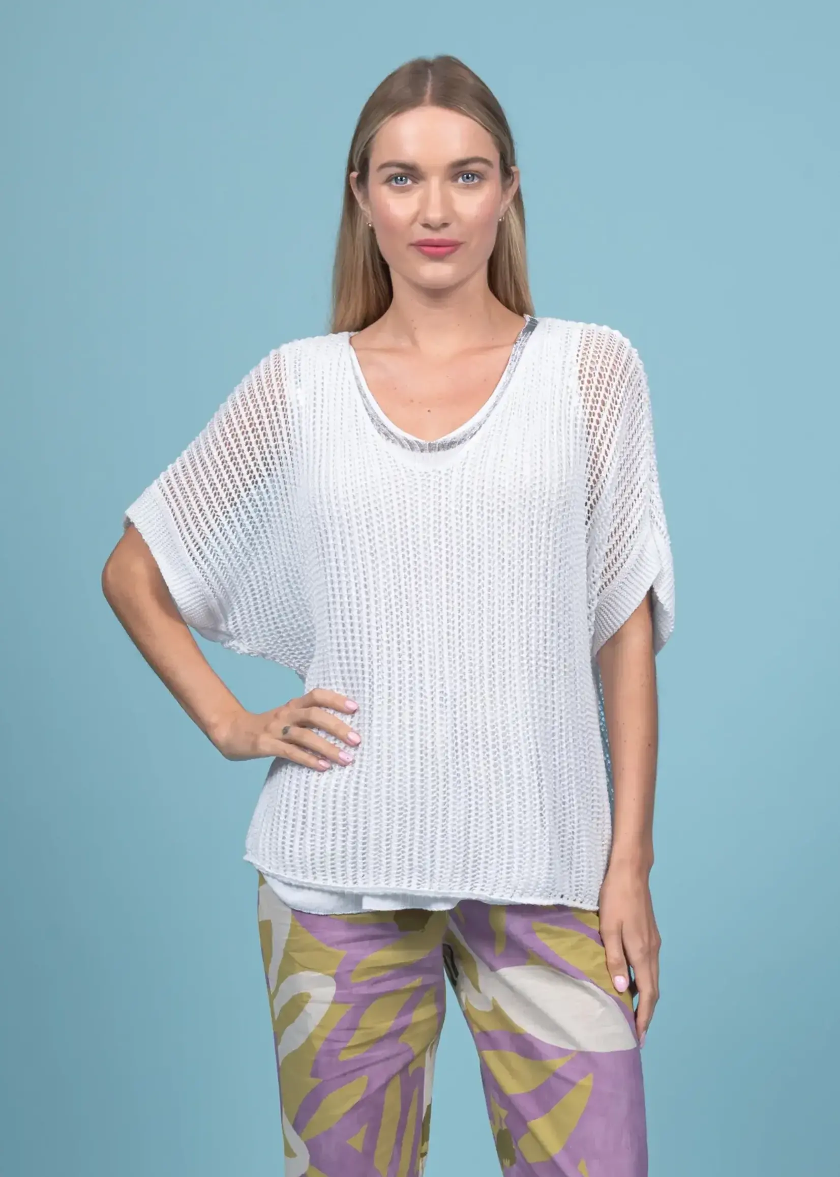 Elissia Cotton Mesh Drop Sleeve Top