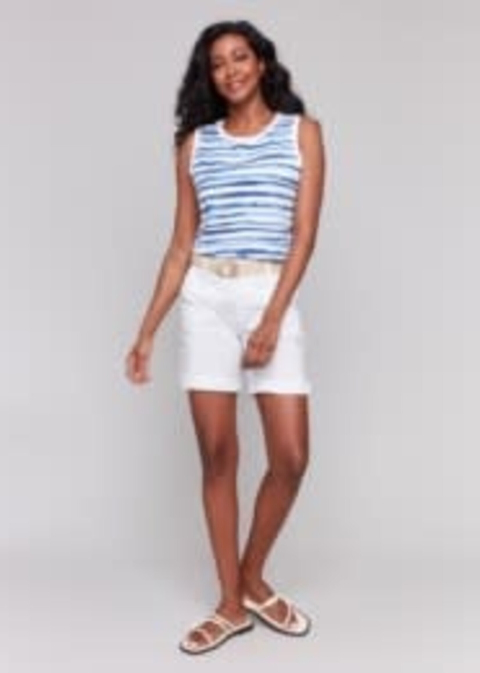 Charlie B Twill Cuffed Shorts with Belt