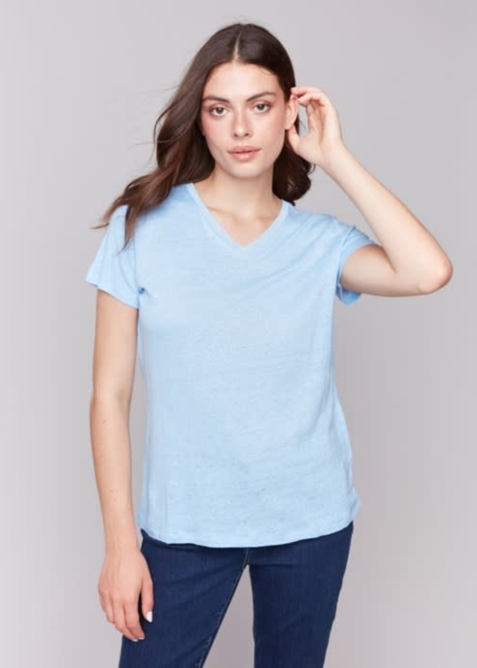 Charlie B Linen V-Neck T-Shirt