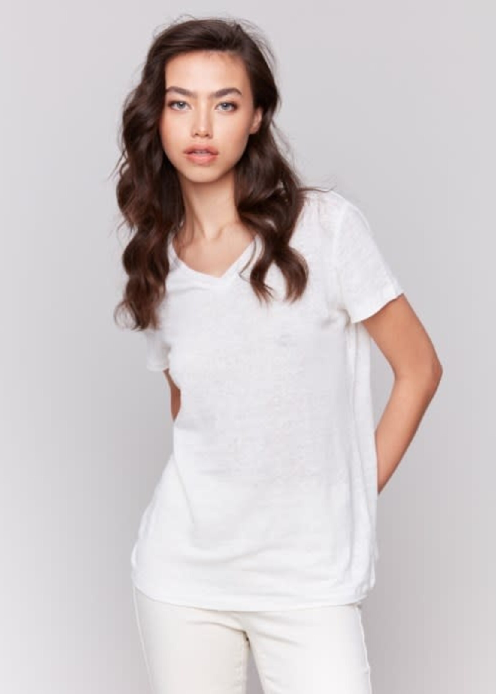 Charlie B Linen V-Neck T-Shirt