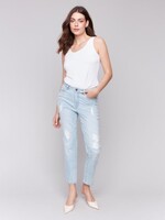 Charlie B Distressed Pearl Appliqué Jean