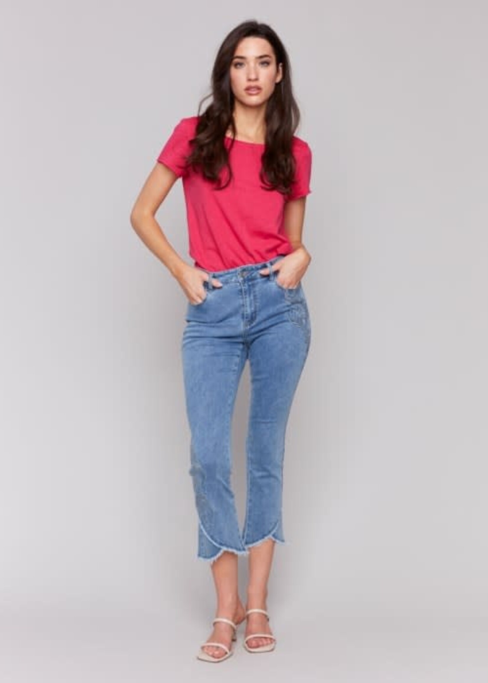 Charlie B Embroidery Bootcut Tulip Hem Pant