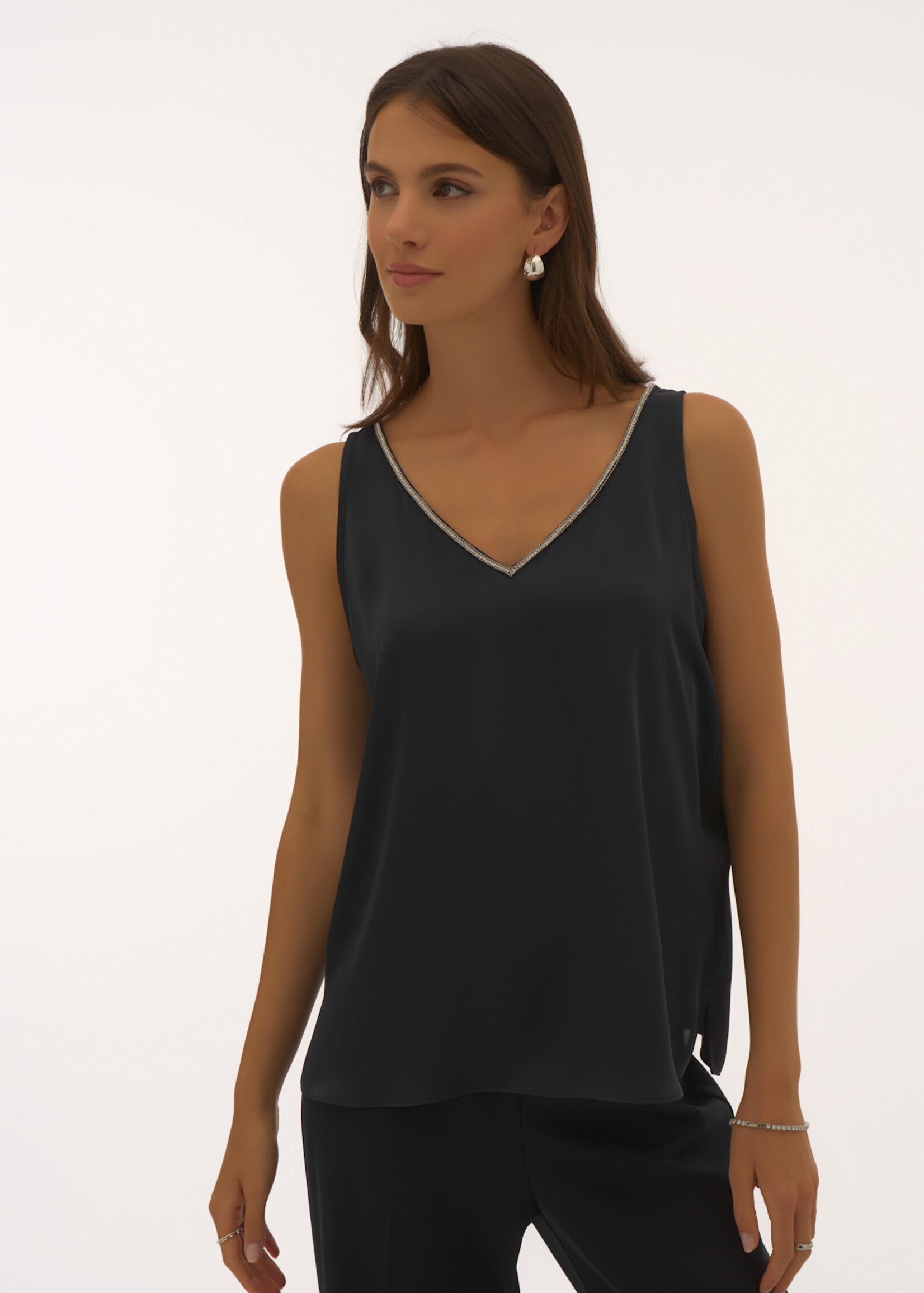 Joseph Ribkoff Embellished V-neck Tank