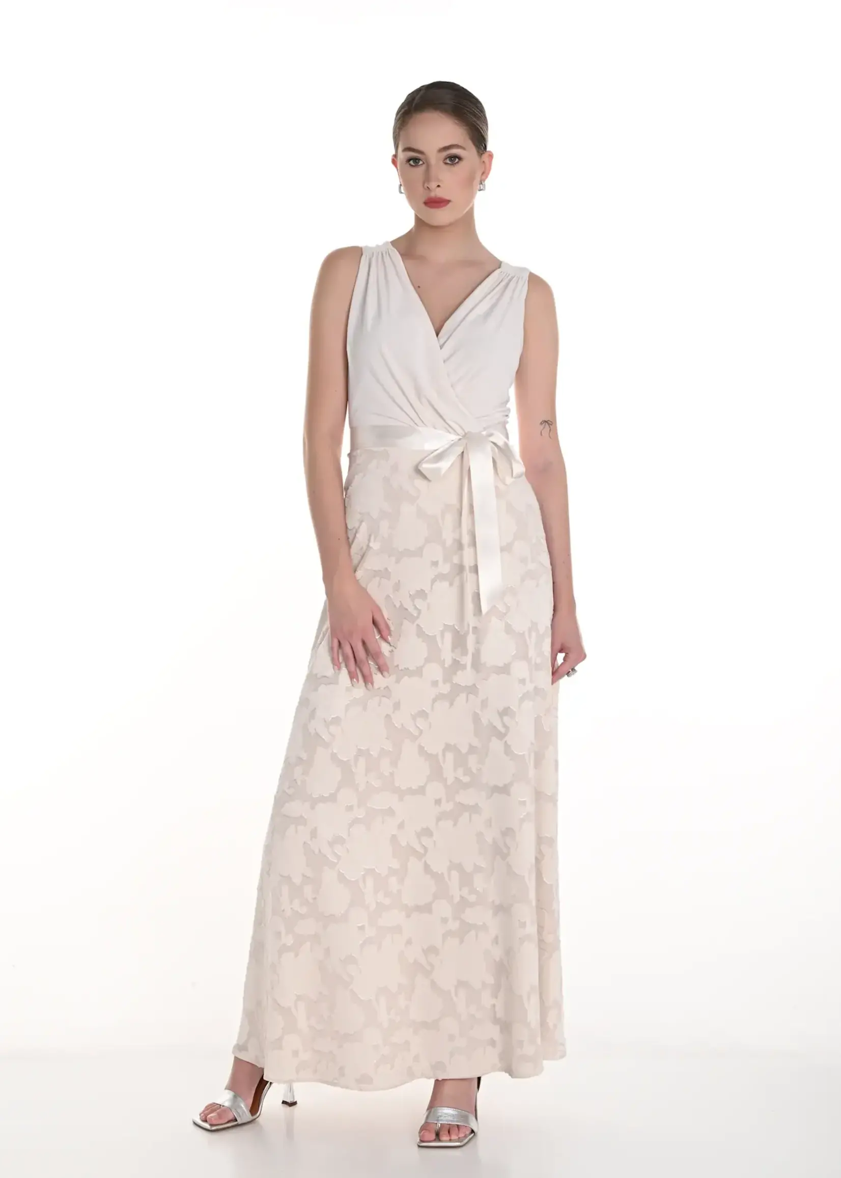 Frank Lyman Self Belt V-neck Formal Dress