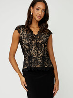 Floral Cap Sleeve Lace V-neck