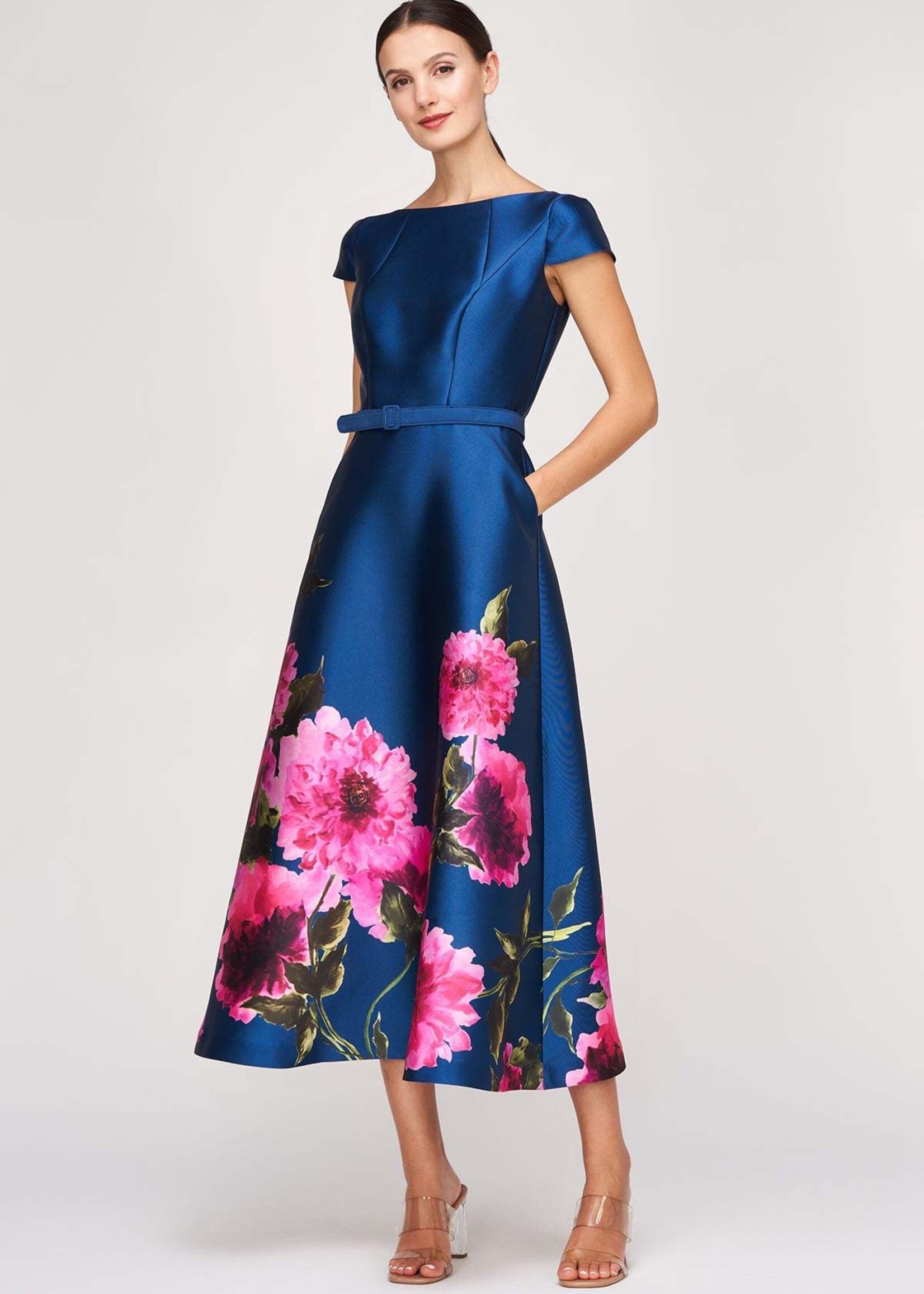 Kay Unger Ina Bateau A-line Tea Length Dress