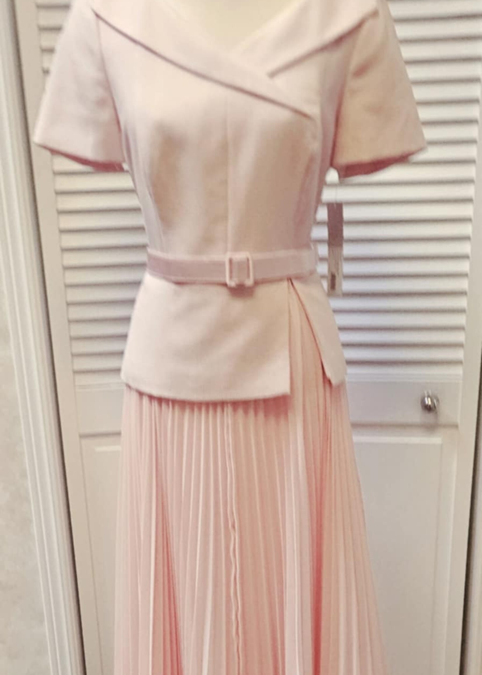 Kay Unger Mila Fooler Pleated Skirt Tea Length Dress