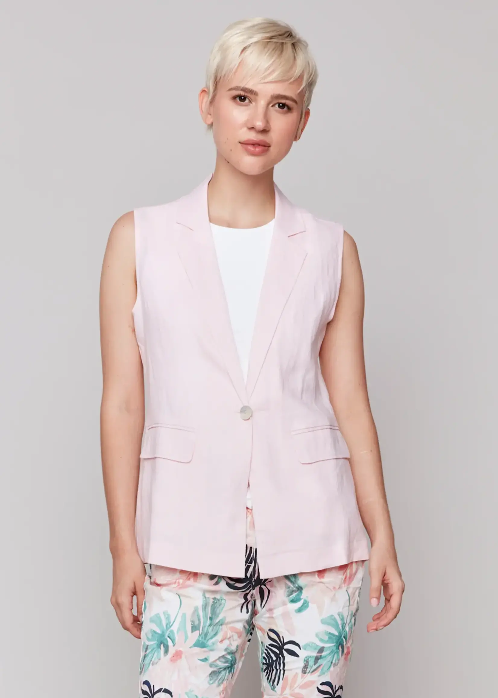 Charlie B Linen Tailored One Button Vest