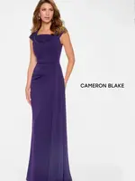 Cameron Blake Stone Accent cap sleeve stretch crepe gown