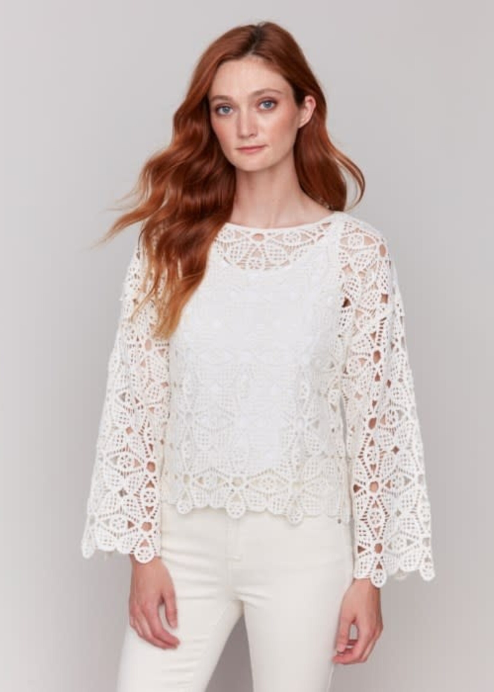 Charlie B Crochet Boat Neck top