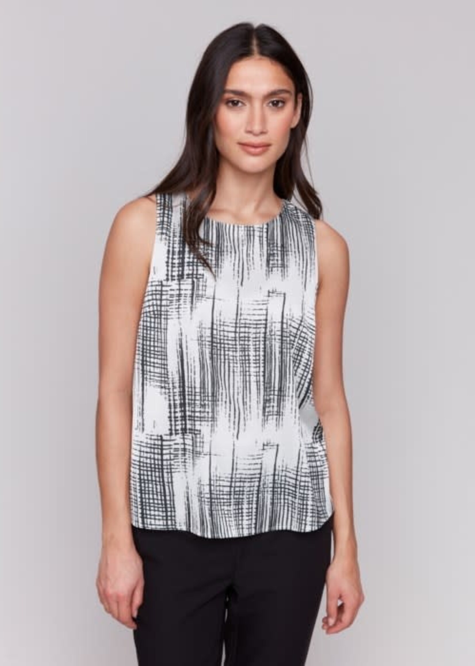 Charlie B Printed Satin Sleeveless Top