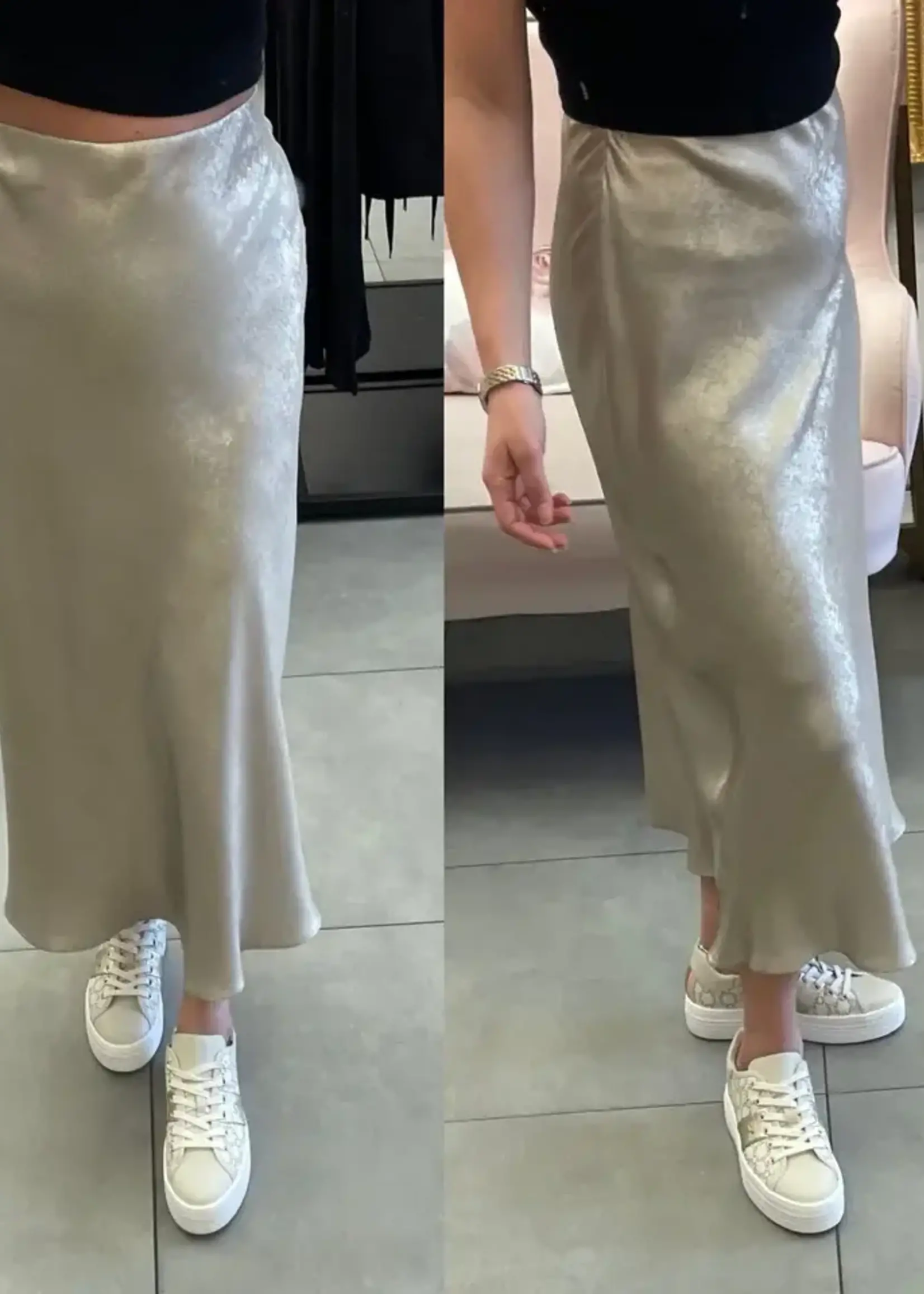 Frank Lyman Satin Metallic Skirt