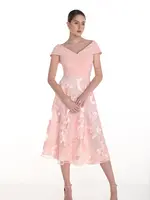 Frank Lyman Off Shoulder Floral Embroidered Midi