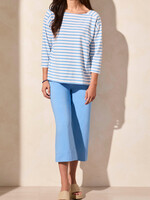 Tribal Boat Neck 3/4 Sleeve Strip Tee