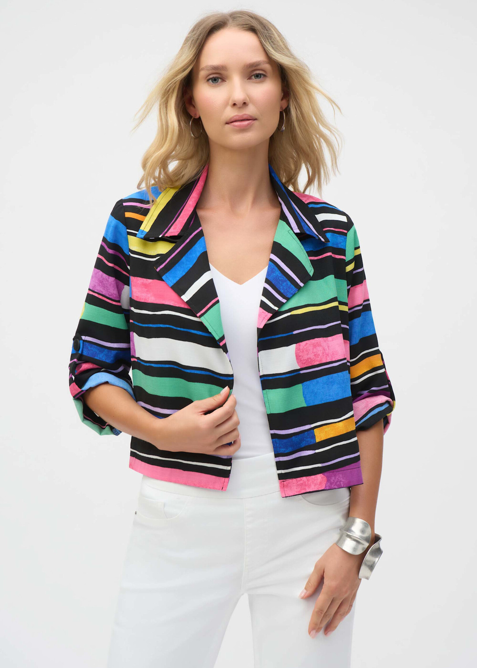 Joseph Ribkoff Abstract Puff Sleeve Blazer