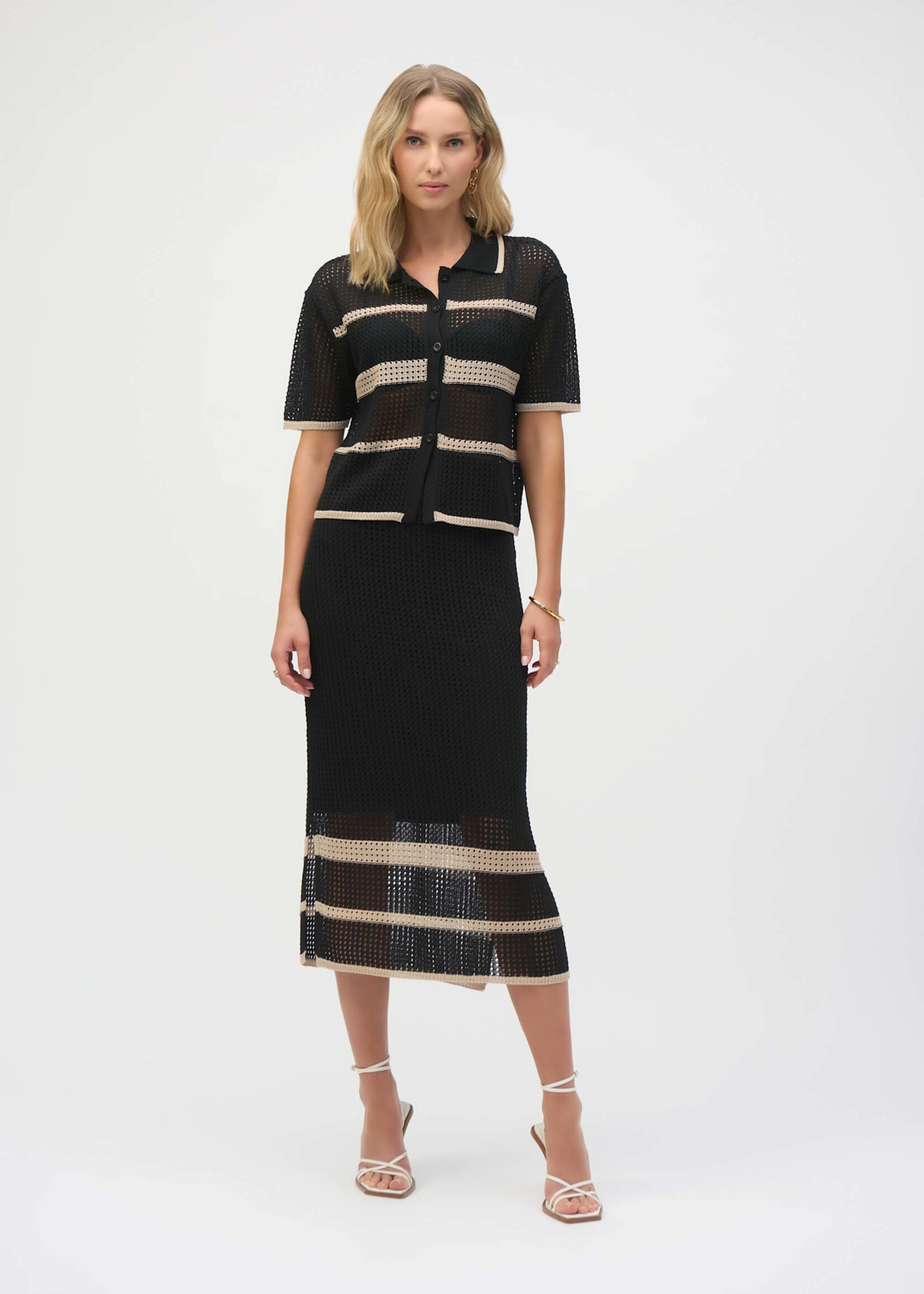 Joseph Ribkoff 2pc Knit Crop Button Top & Skirt