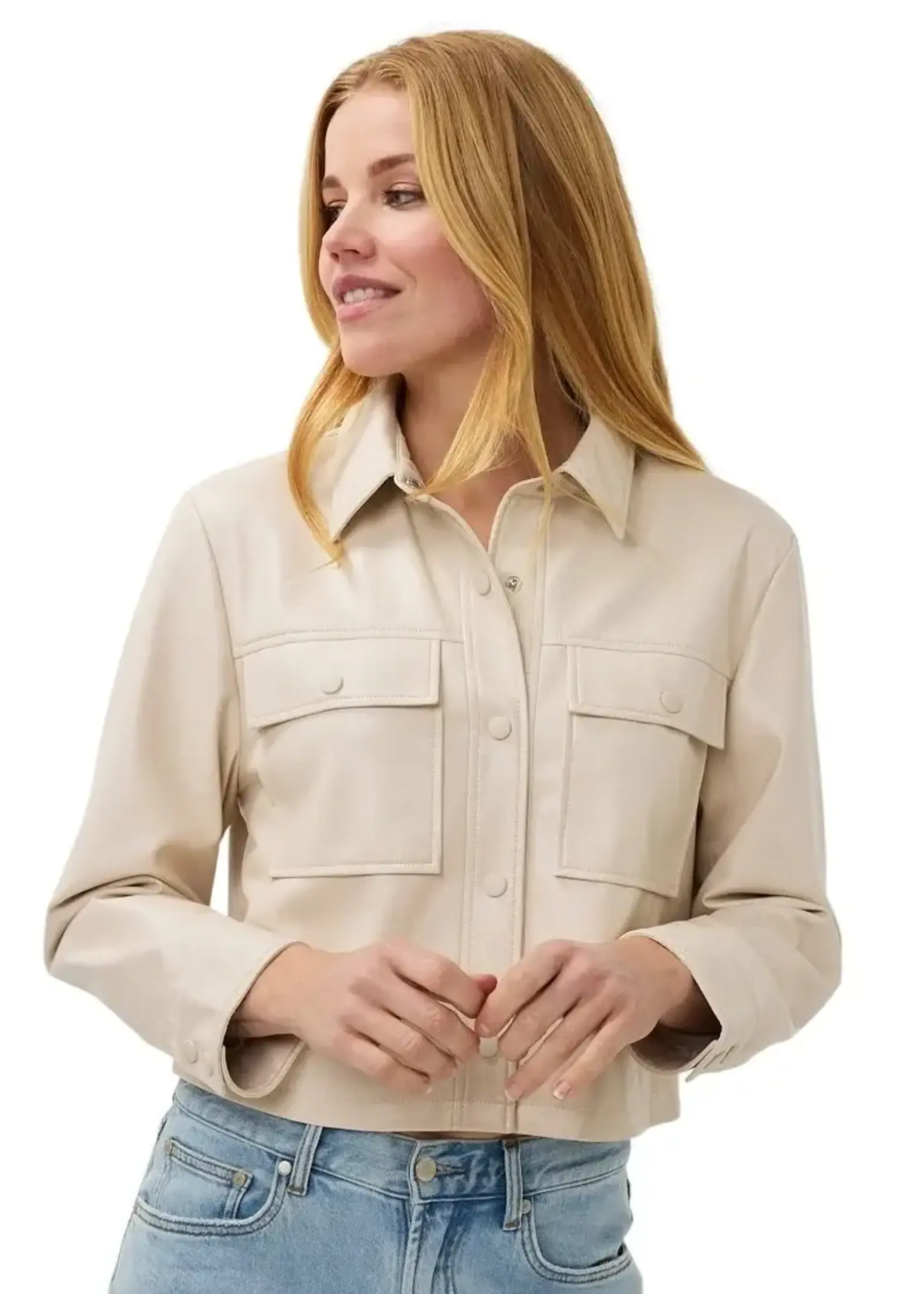 Esqualo Vegan Leather Button Up Jacket