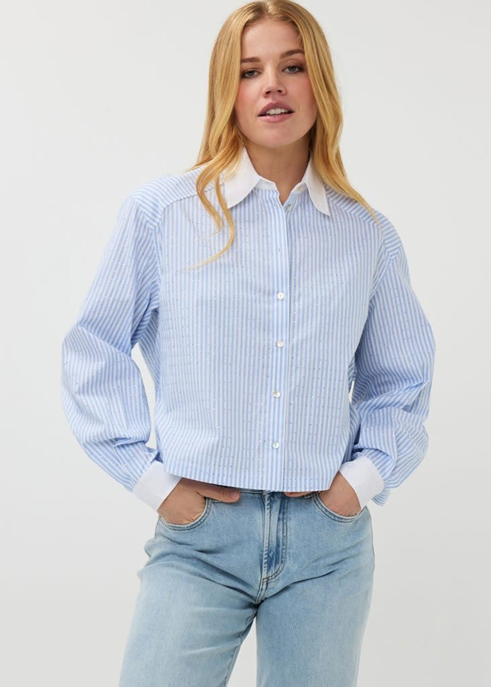 Esqualo Rhinestone Stripe Blouse