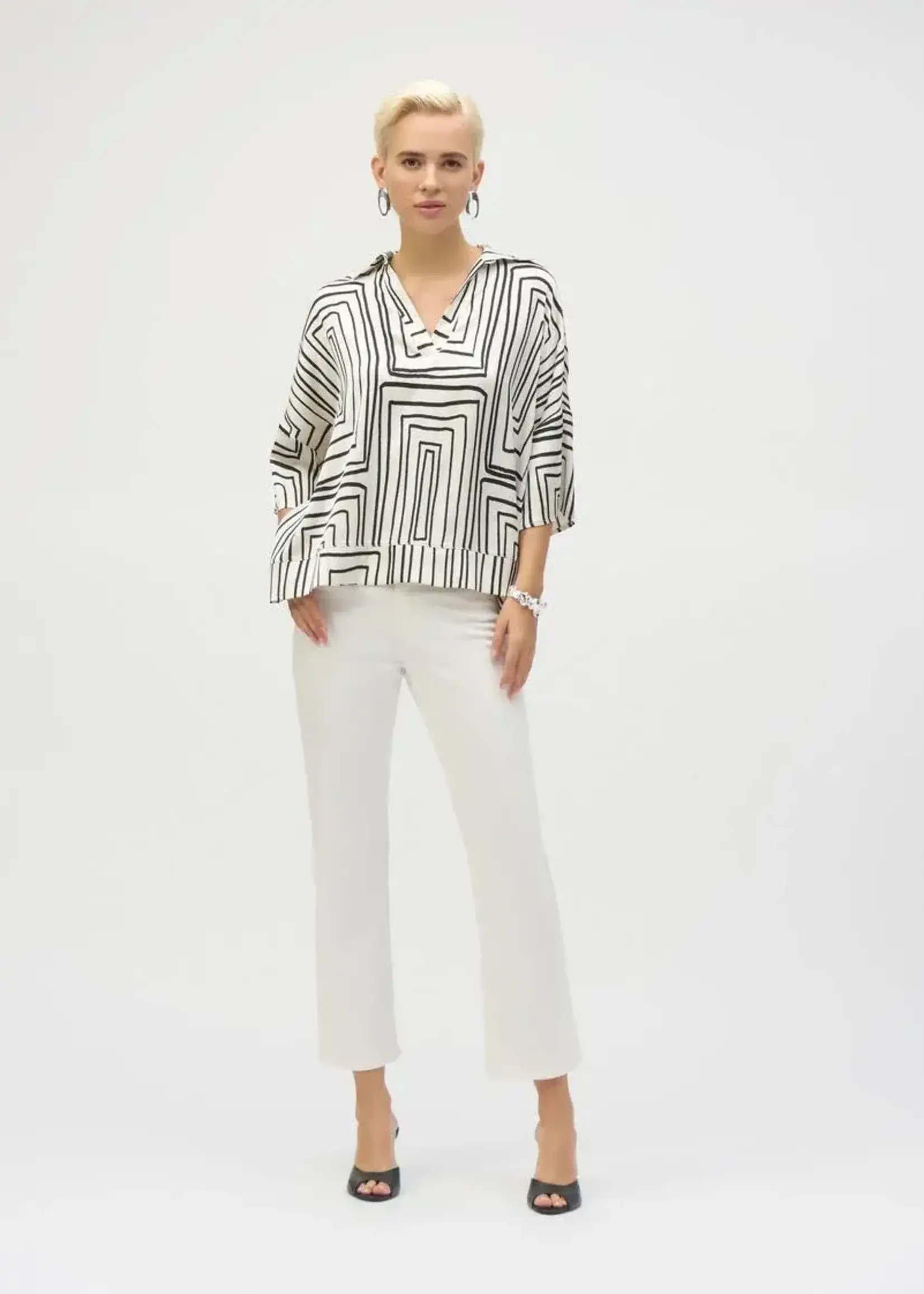 Joseph Ribkoff Satin Geo Print Boxy Top