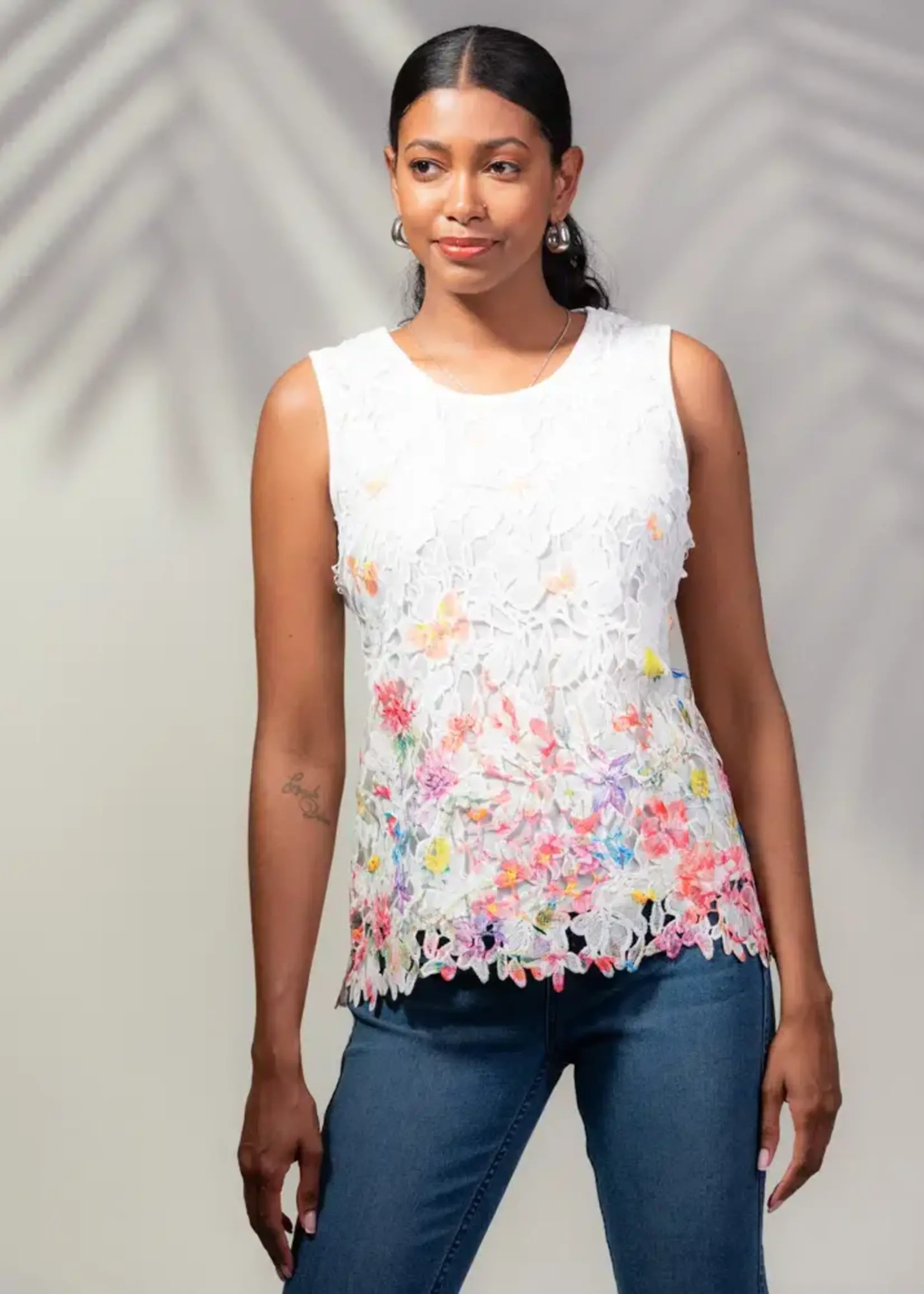 Alison Sheri Floral Lace Sleeveless Top