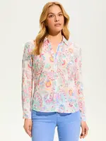 French Dressing Jeans Paisley Print Crinkle Blouse