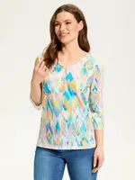 French Dressing Jeans 3/4 Sleeve V-neck Print Top