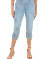 French Dressing Jeans Embroidered Flower Denim Capri