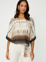 Frank Lyman Ombre Boat Neck Tie Front Top