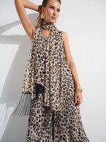 Joseph Ribkoff Leopard Fringe Reversible Tunic Top