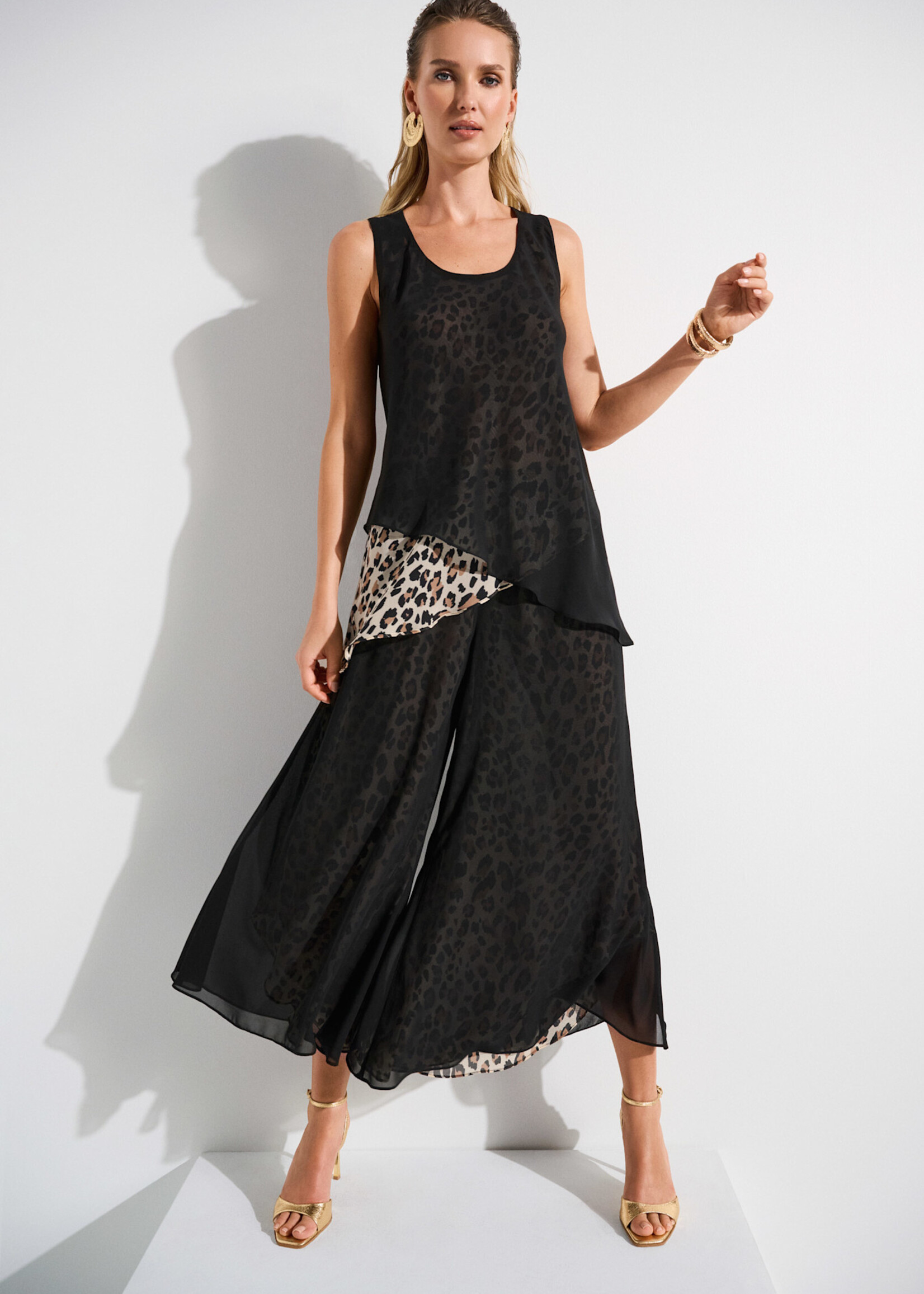Joseph Ribkoff Chiffon Leopard Reversible Culotte