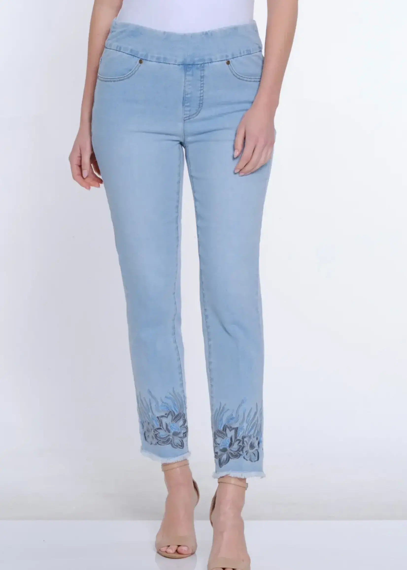 Multiples Sequin embroidered Fringe Hem Jean