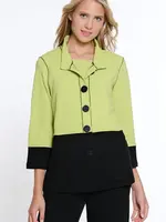 Multiples Jacquard Knit Wire Collar Button Jkt