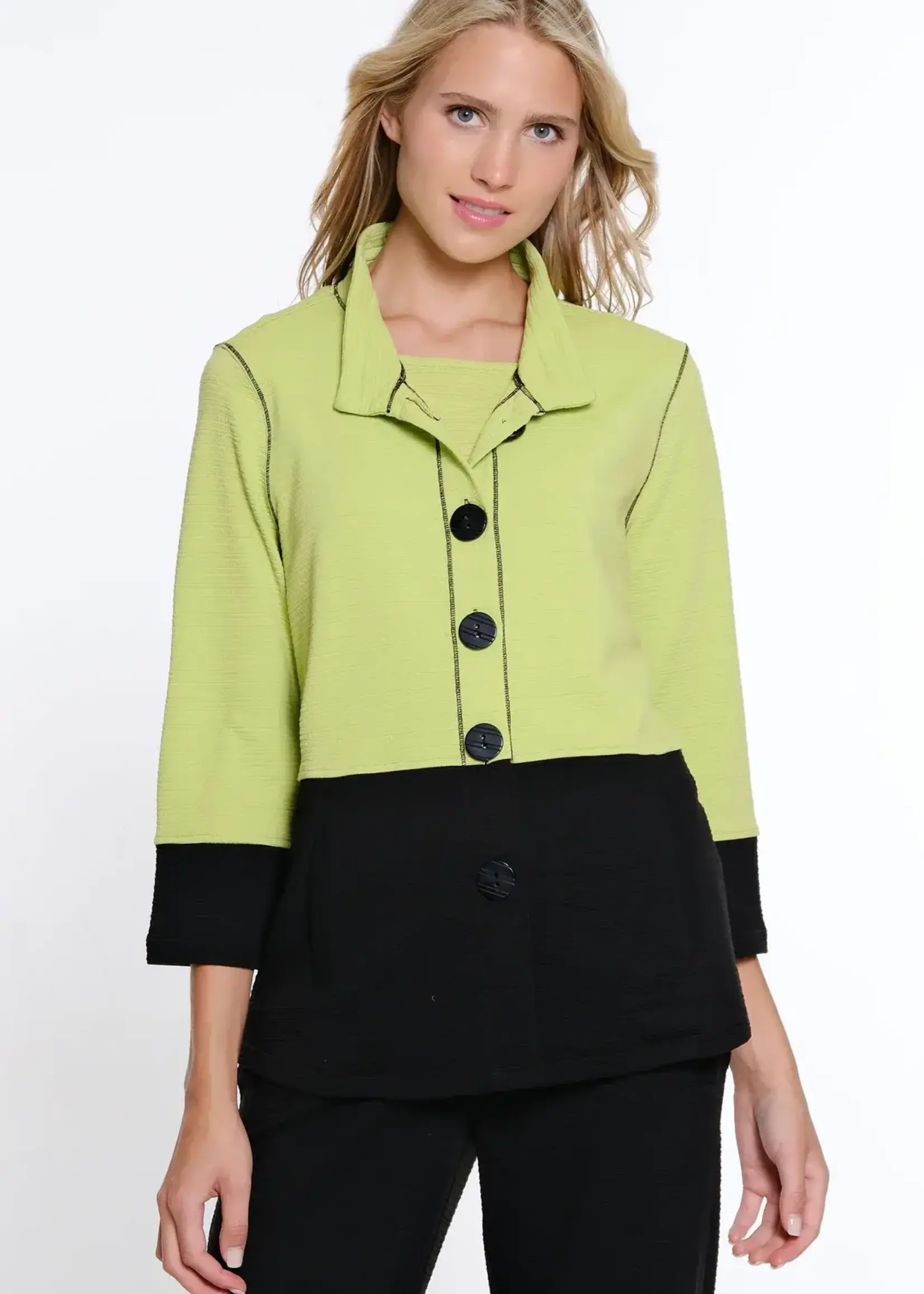Multiples Jacquard Knit Wire Collar Button Jkt