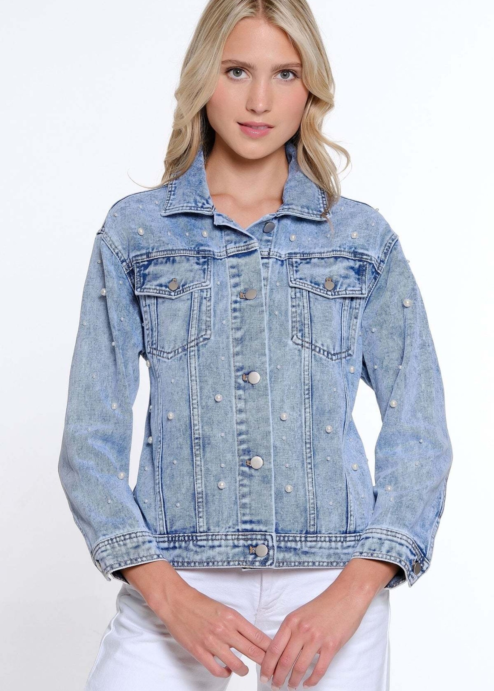 Multiples Pearl Embellished Jean Jacket