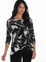 Frank Lyman High- Low Embellished Abstract Top