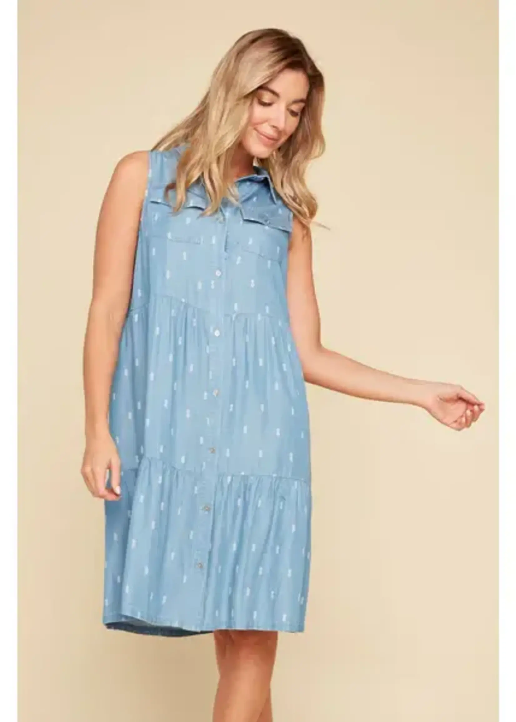Renuar Denim Tiered Pineapple Dress