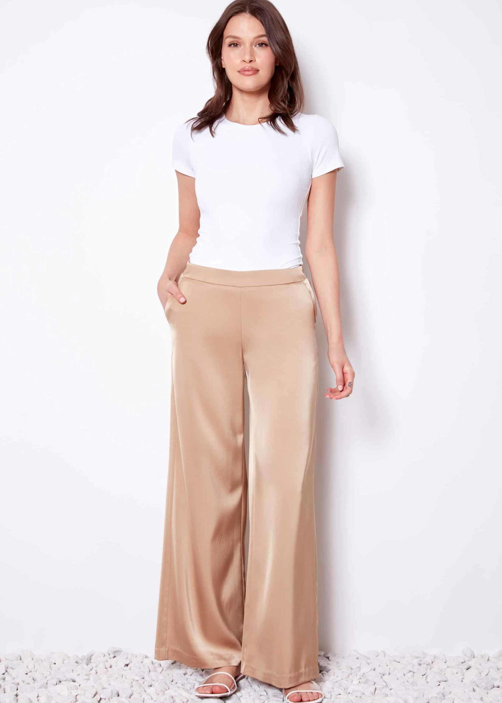 UP Belize Satin Silk Wide-Leg Pant