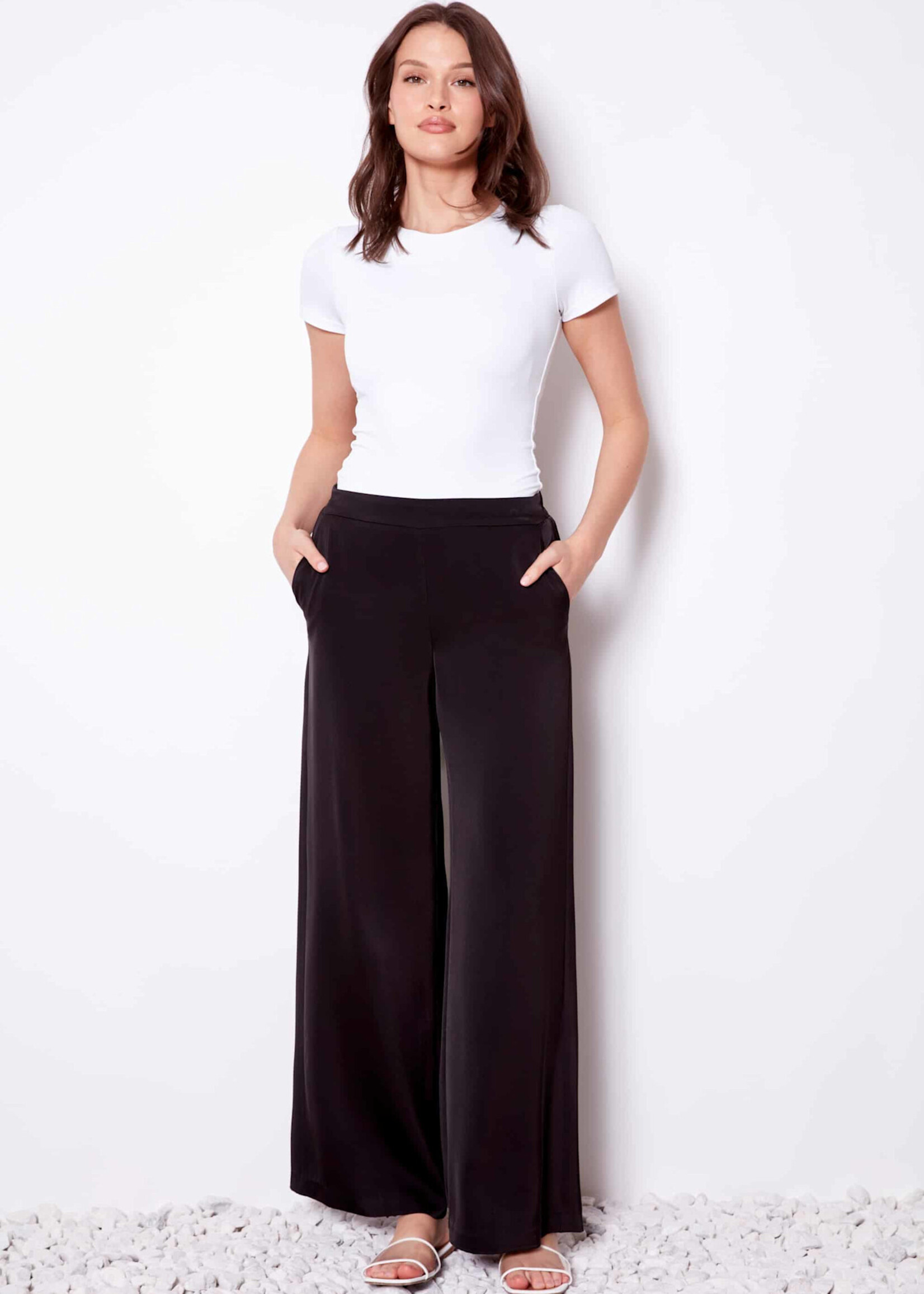 UP Belize Satin Silk Wide-Leg Pant