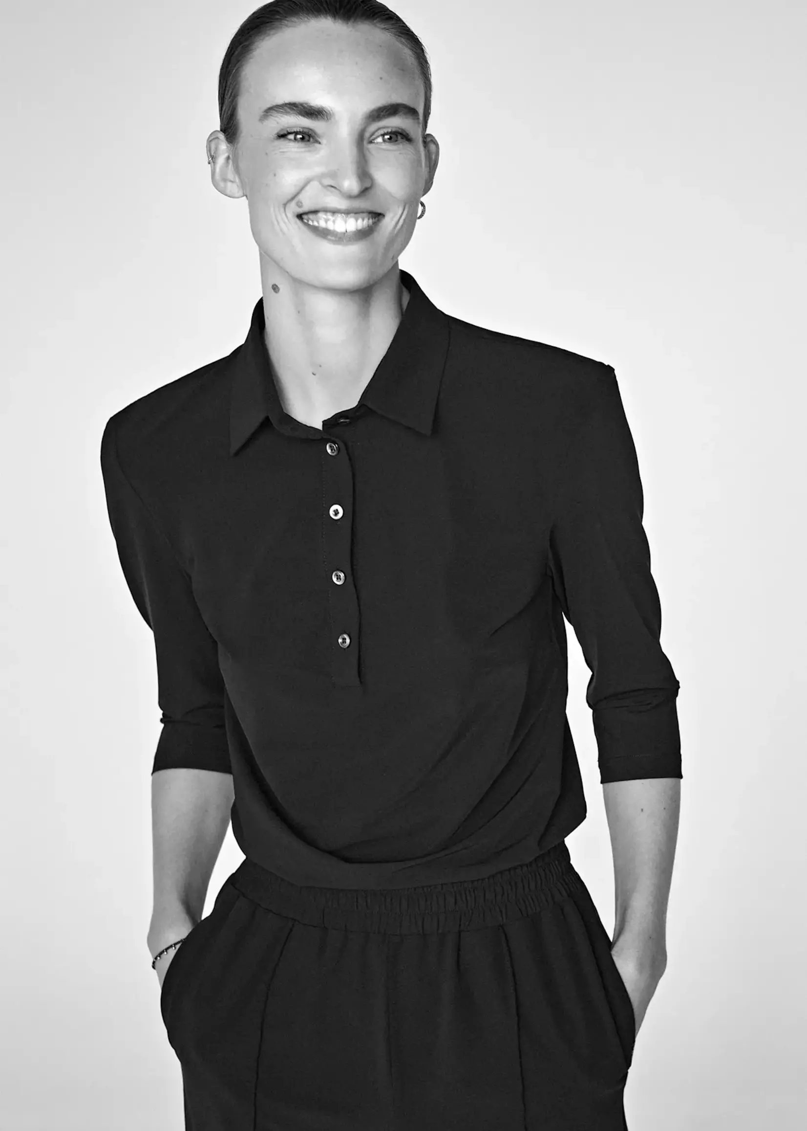 Penn & Ink Half Button 3/4 Sleeve Blouse